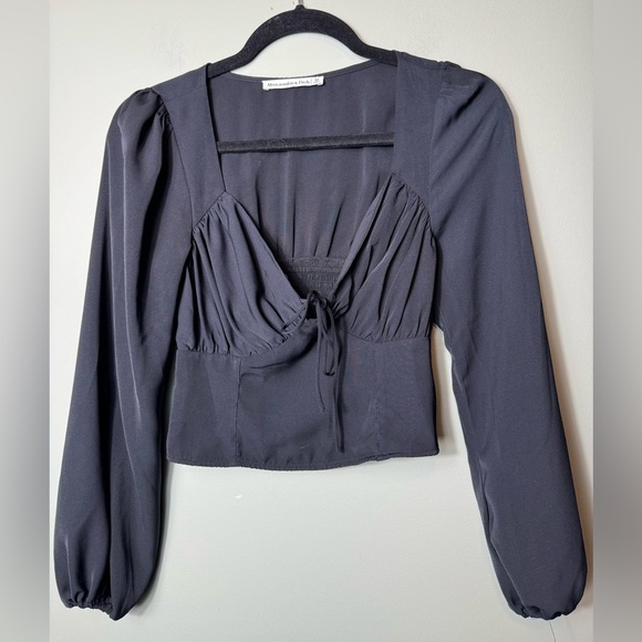 Abercrombie & Fitch Tops - Abercrombie & Fitch Women’s Black Smocked  Tie Front Top Size XS
